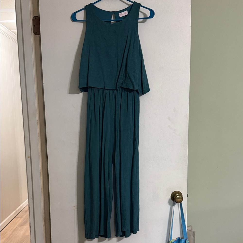 Pink Lily Teal Sleeveless Jumpsuit